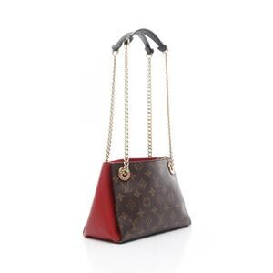 Louis Vuitton Canvas Bag Brown Surene Shoulder Red Leather Monogram